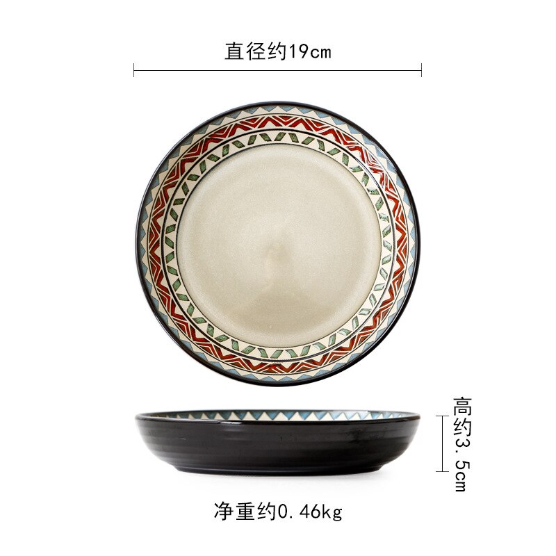 Servies Keramische Diner Plaat Set Schotel Porselein Leuke Dessertbord Servies Nordic Stijl Onderglazuur Diepe Vlakke Plaat: 7.5inch Deep Plate