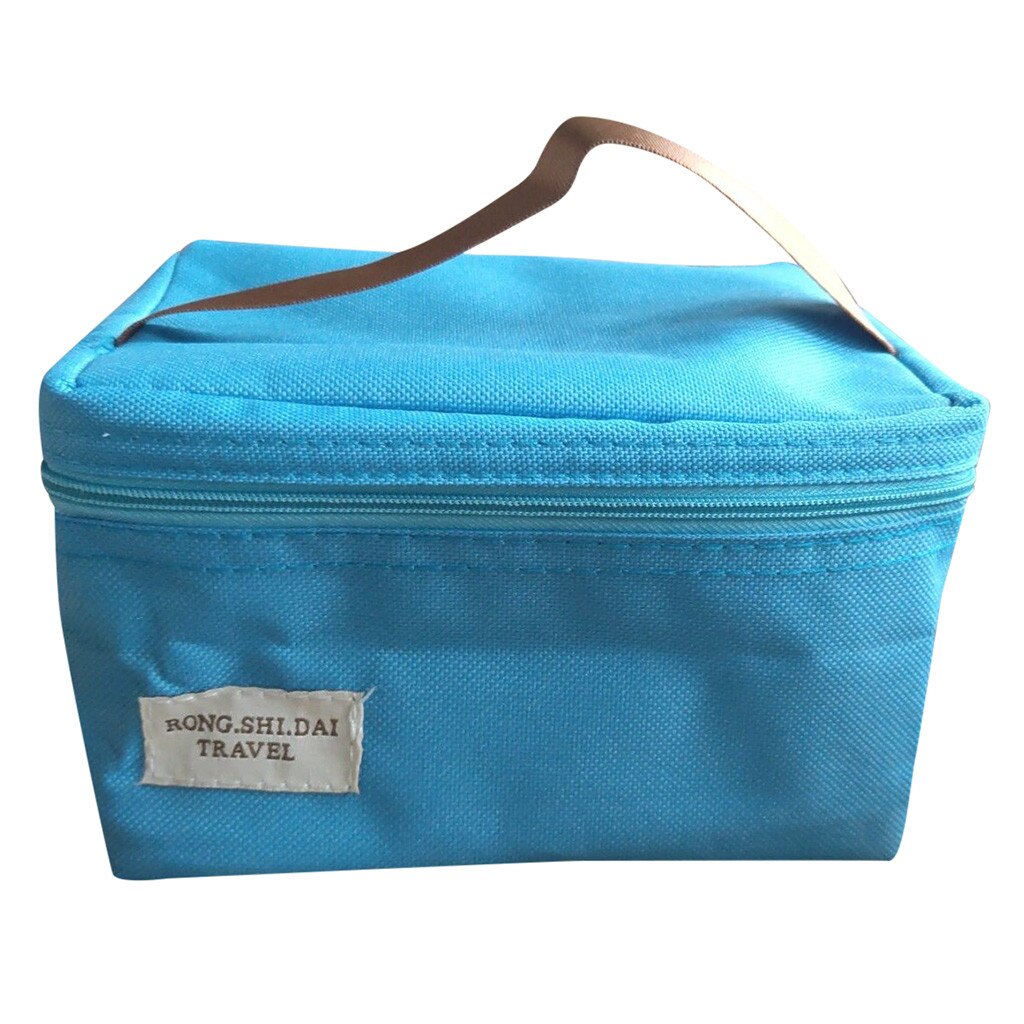 Unisex Praktische Draagbare Isolatie Nylon Tas Waterdichte Bakken Lunch Tas Isolatie Zak Picknick Tas: Sky Blue