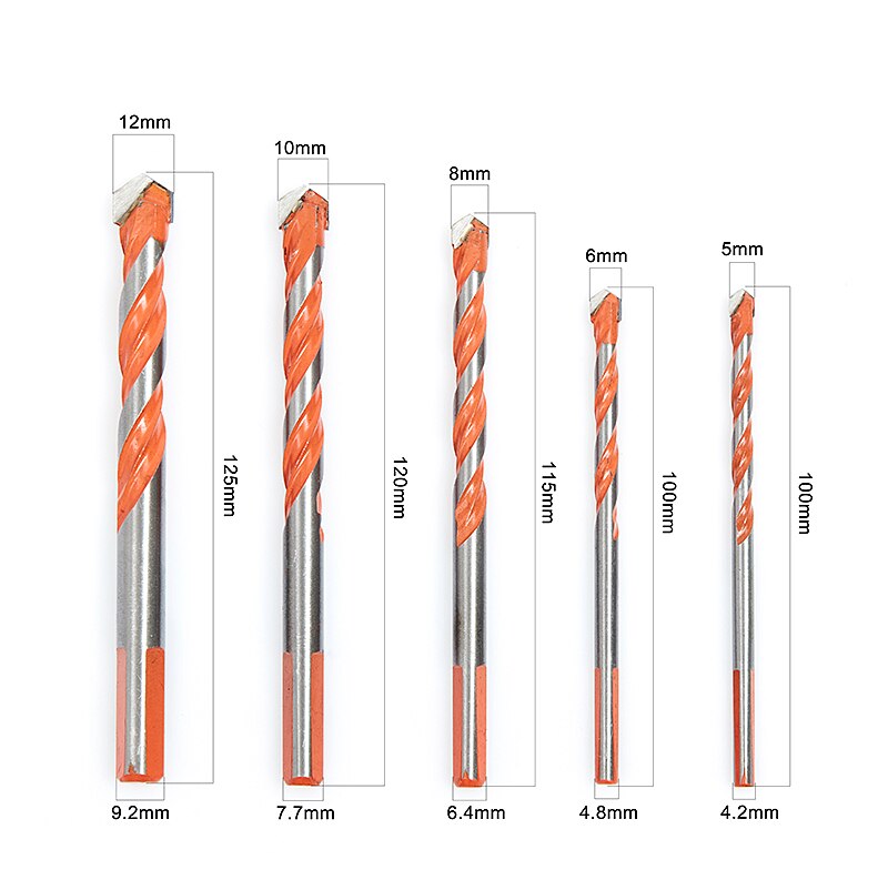 5PCS 5 - 12mm Ultimate Drill Bits Twist Drill Head Wall Ceramic Glass Punching Hole Working Set multifunctional drill bit