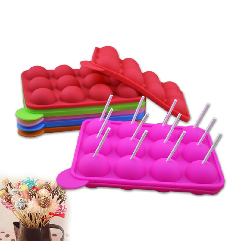 8/12 Gaten Ronde Bal Lollipop Mold Cake Shop Chocolade Mold Heart Cake Pops Maker Candy DIY Mold Tool Met Stokken