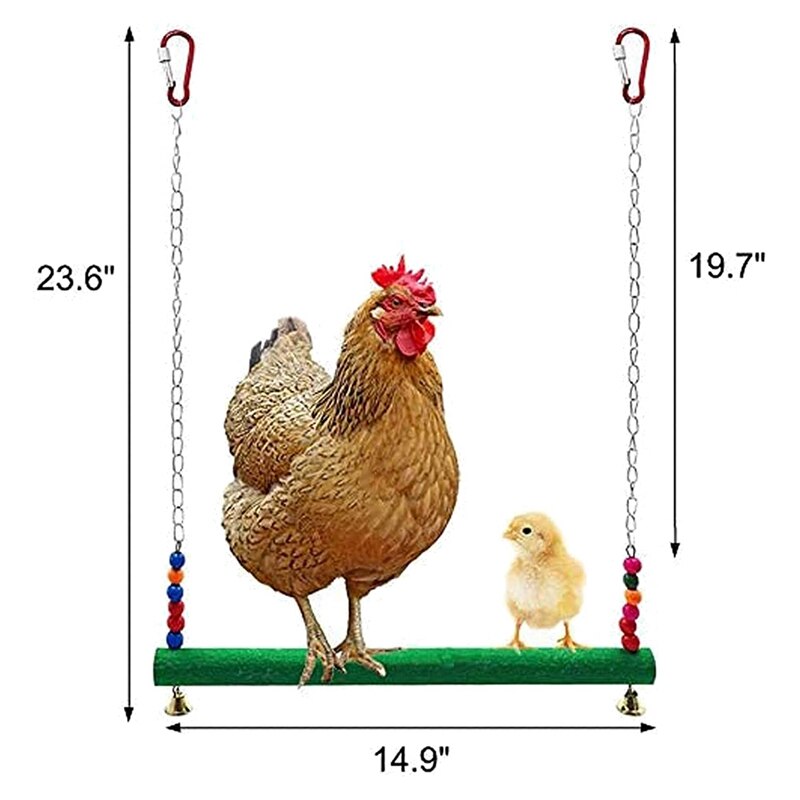 3PCS Chicken Toys Chicken Swing Toy,Wood Stand for Chicken Coop Swing Ladder Toys Vegetable Hanging Feeder for Chicken