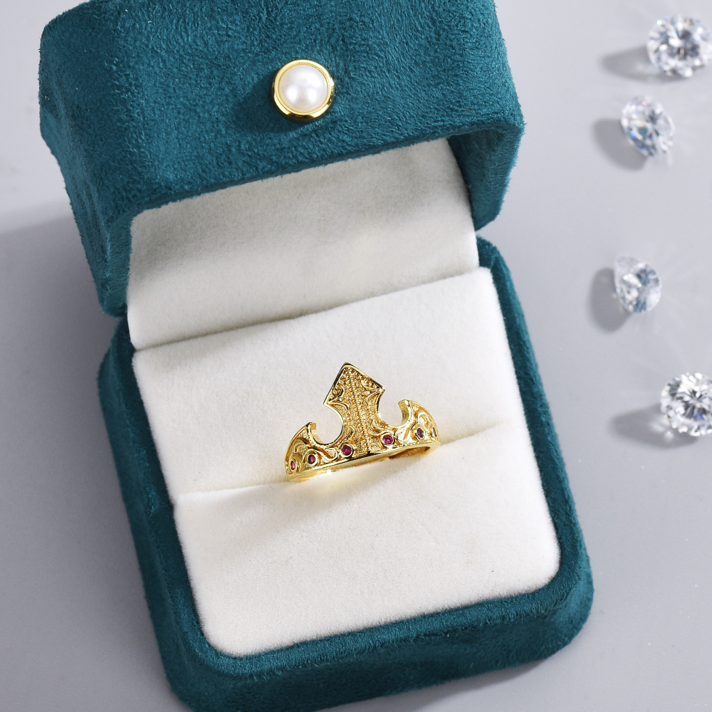 Anillo de Aurora De La Bella Durmiente para mujer y niña, accesorio de joyería de compromiso, chapado en oro, anillo de corona de princesa ajustable, para ella