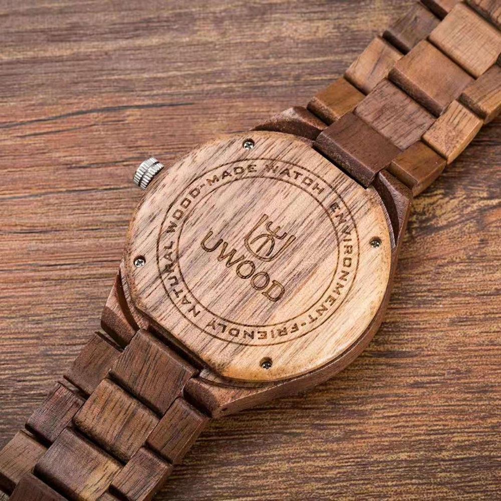 Uwood Houten Horloge voor Mannen Luxe Vintage Quartz Horloge Milieuvriendelijke Natuurlijke Mannen Houten Horloge