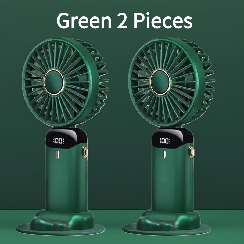 USB Handheld Mini Fan Foldable Portable Neck Hanging Fans 5 Speed USB Rechargeable Fan with Phone Stand and Display Screen: Yellow