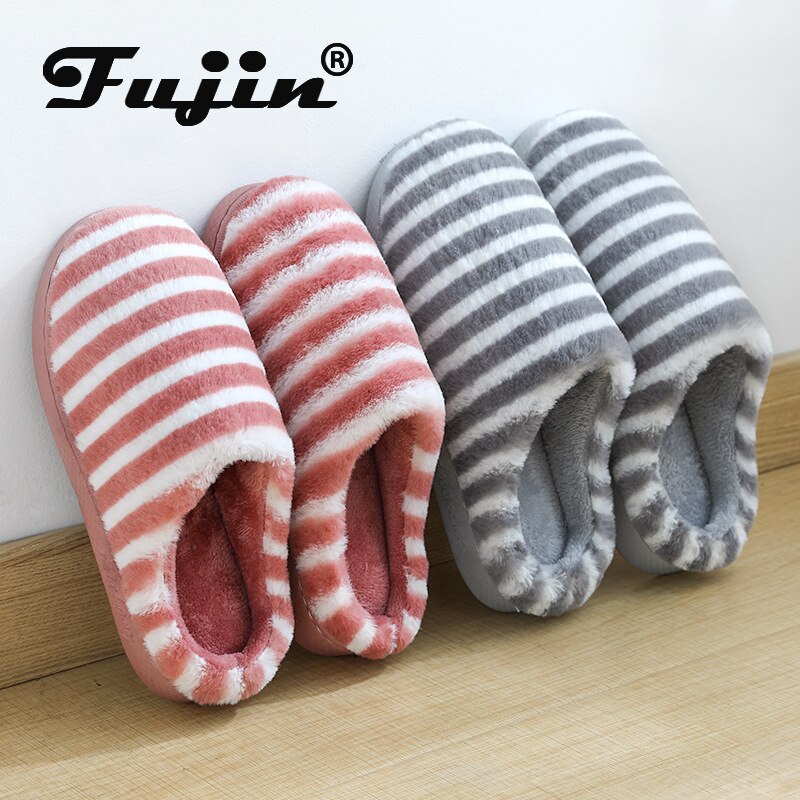 Fujin høst vinter kvinner bomull tøfler hjemme innendørs kanin ull sovesko sklisikker varm ull sovende bomull tøfler