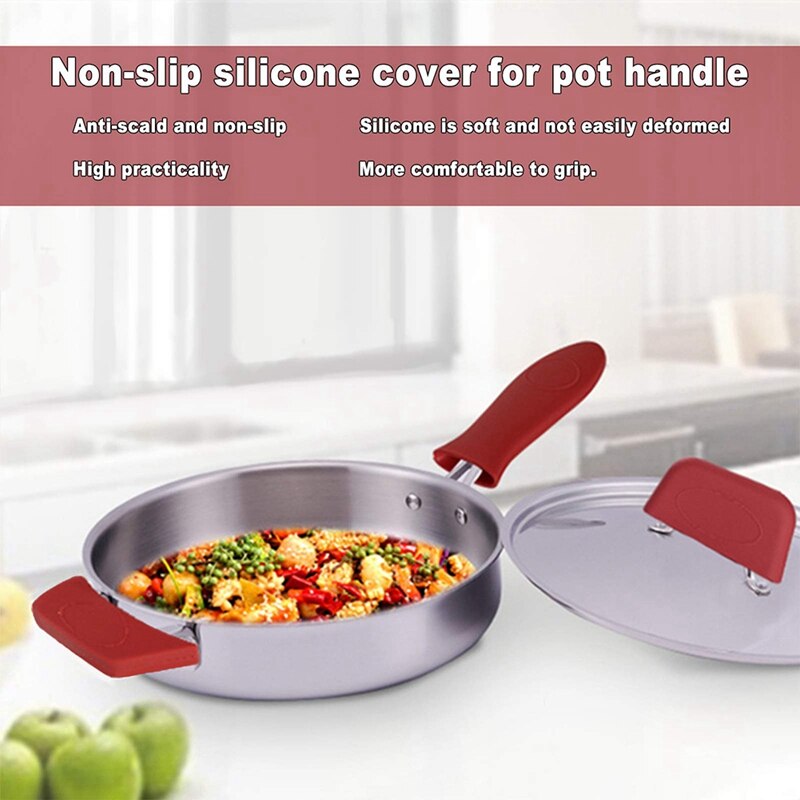 Silicone Handle Holders Rubber Pot Holders Cover Non Slip Assist Pan Holder, BBQ and Kitchen Cookware Handles 8 Pcs