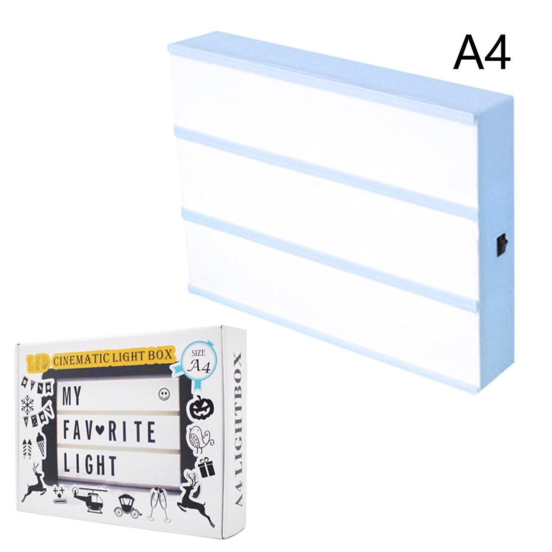 LED Light Box Letters DIY Lightbox Black Letters Cards Combination Night Light A4/A6 White Pink Black USB Powered Cinema Lamp: A4 Blue 90pcs