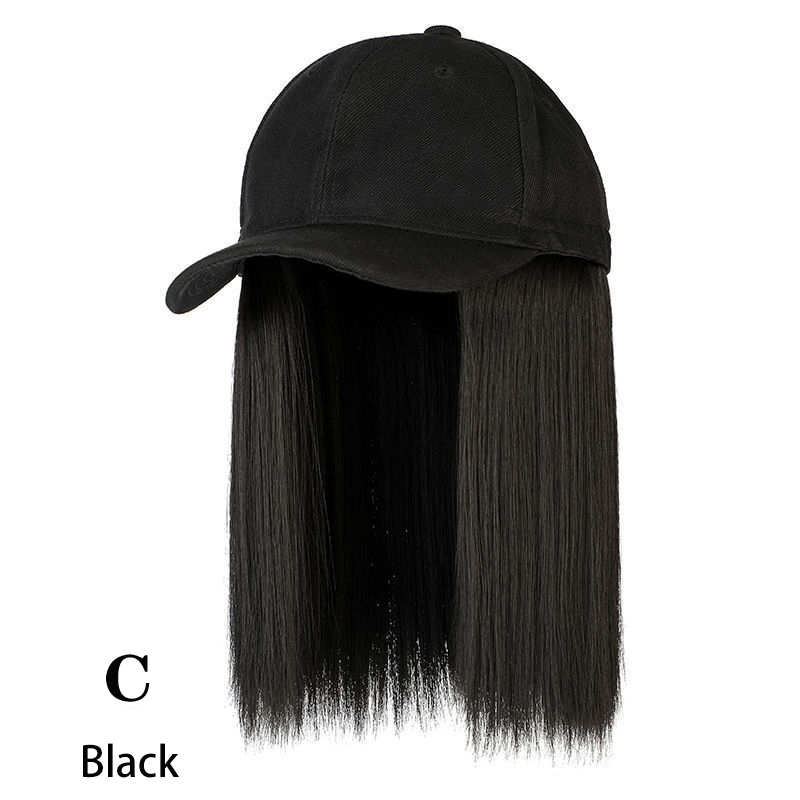 Beanies Hat With Hair Wigs For Women 24 inch Long Straight Hair Synthetic Wig Warm Soft Ski Knitted Autumn Winter Cap: PURPLE