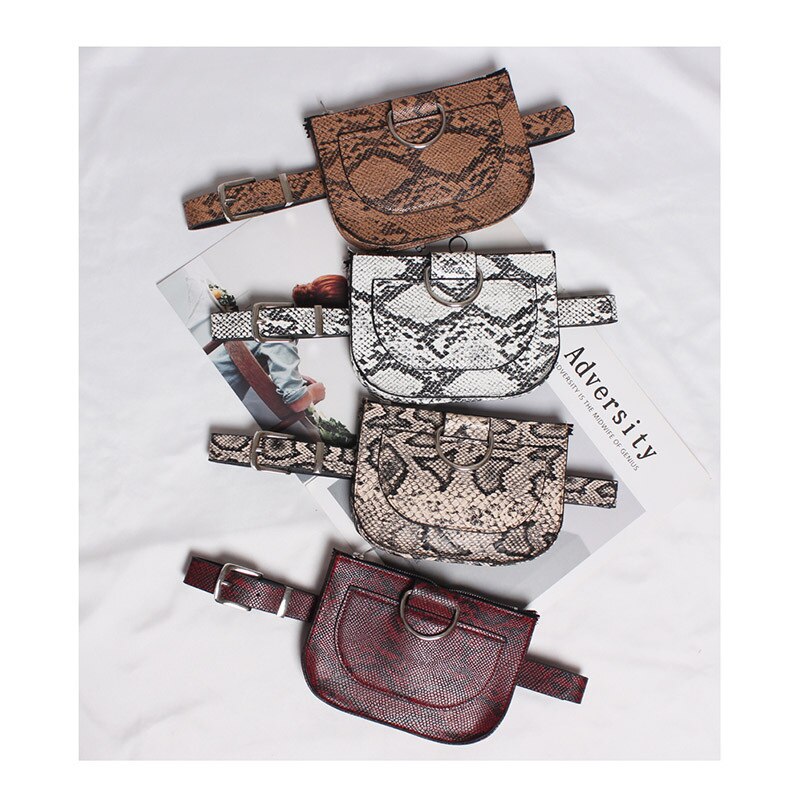 Women's Snake Print PU Leather Fanny Pack - Fashionable Waist Belt Bag