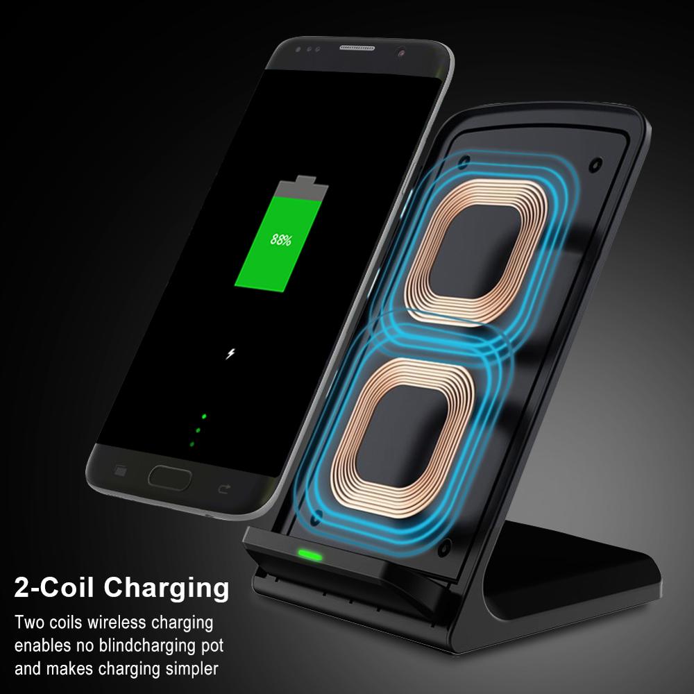 Qi Wireless Charger Wireless Charging Stand for iphone 8 plus X XS 11 Samsung S8 S9 S10 10W Fast Charger Phone Stand for Xiaomi