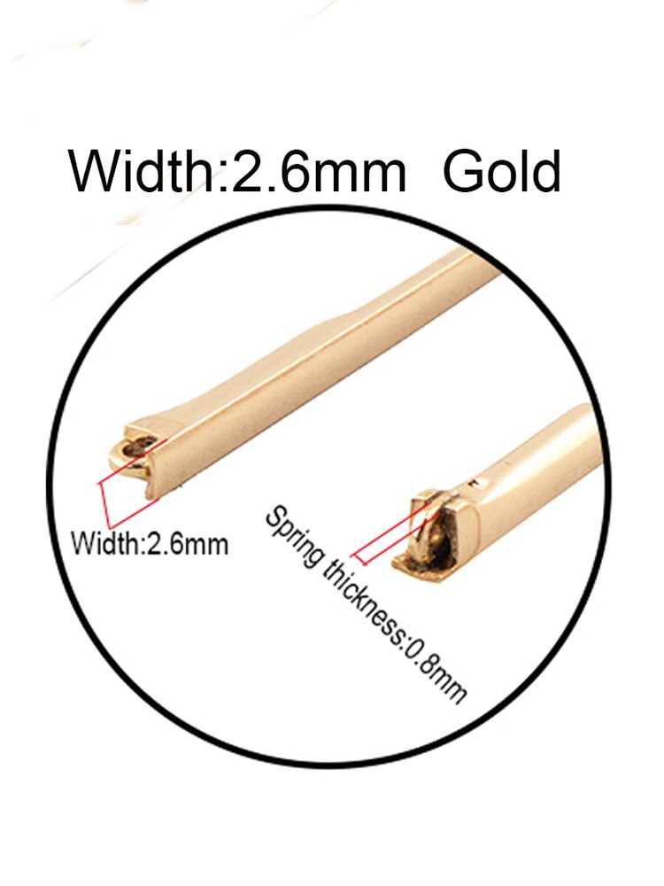 1 par ersättningsbredd 2.6mm 2.8mm solglasögon glasögon metall glasögon ben metall tempel arm med spets: Guld bredd 2.6mm