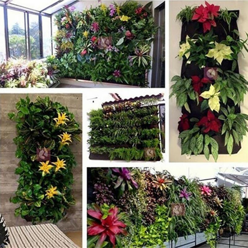 Muur hangende plantzakken tuin verticale plantenbak met meerdere zakken voor aan de muur gemonteerde tuin bloemen buiten binnen kweekpotten