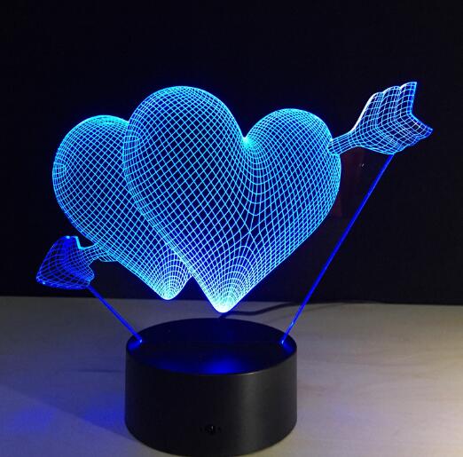 Valentinstag 3D Lampe LED-nachtlicht 7 Farben Tisch lampe Wohnkultur Birne berühren Sensor Luminarias für Frau: Liebe 2