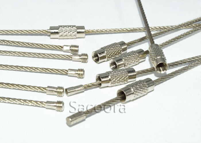 10 stk rustfritt stål metalltråd nøkkelring kabel nøkkelring til utendørs fotturer