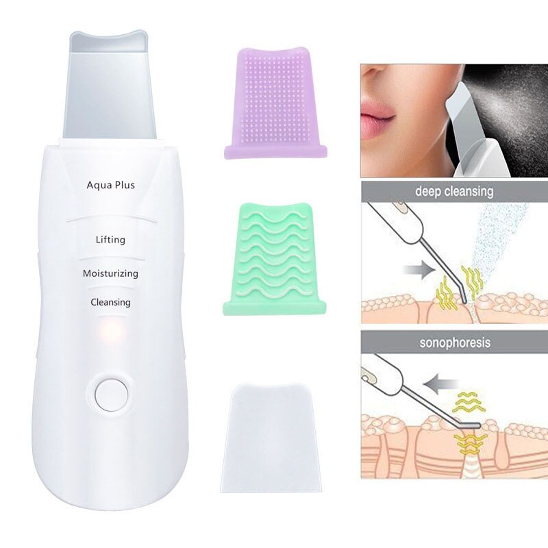 Ultrasonic Facial Skin Scrubber Ion Deep Face Cleaning Peeling Rechargeable Skin Care Device Beauty Instrument