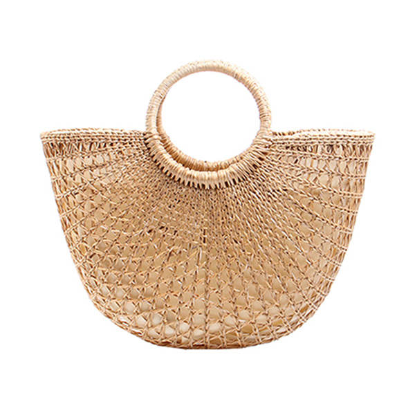 Vintage Strozak Ronde Rotan Zakken Handgemaakte Zomer Zakken Geweven Strand Dames Cirkel Schoudertas Bohemen Meisjes Reizen Handtassen: Style 5-Khaki