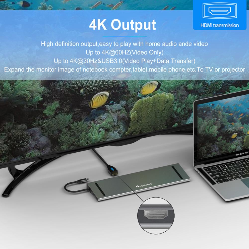 Usb C Hub Type-C 10-In-1 Multi-Poort Usb Docking Station Laptop Hubs Adapter voor Macbook Pro , , Hdmi-Compatibel
