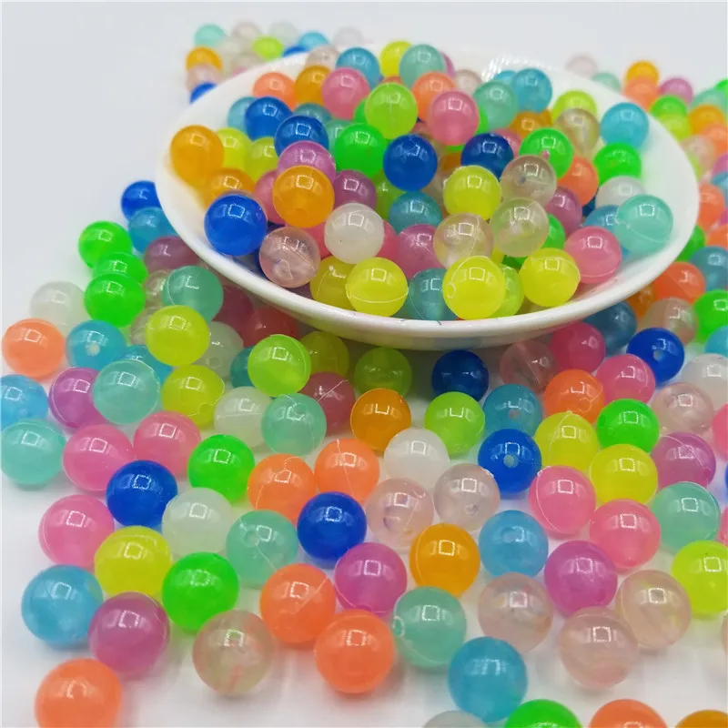 6-8-10mm sterke selvlysende perler som lyser i mørket, løse avstandsperler til merking av smykker, gjør-det-selv halskjede og armbånd