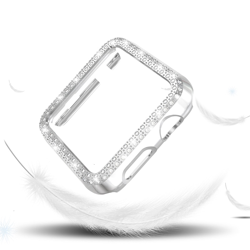 Diamantfodral för apple watch 5 44mm 40mm iwatch series 4 skärmskyddsfodral pc klockfodral för apple watch 3 fodral 38mm 42mm: Silver- / 44mm