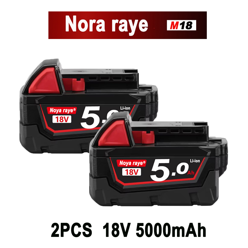 For Milwaukee M18 M12 Power Tool Battery XC 12v 18v 3Ah 5Ah 6Ah 9Ah M18B5 48-11-1815 48-11-1860 M18B2 M18B4 M18B5 Battery Packs: Burgundy