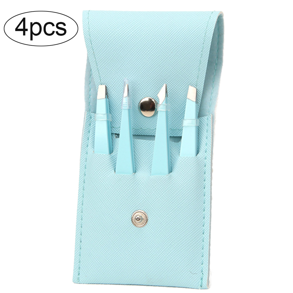 Juego de pinzas para depilación de cejas, pinzas para pestañas de acero inoxidable, punta plana inclinada, herramientas de maquillaje, 4/6 Uds.: Naranja