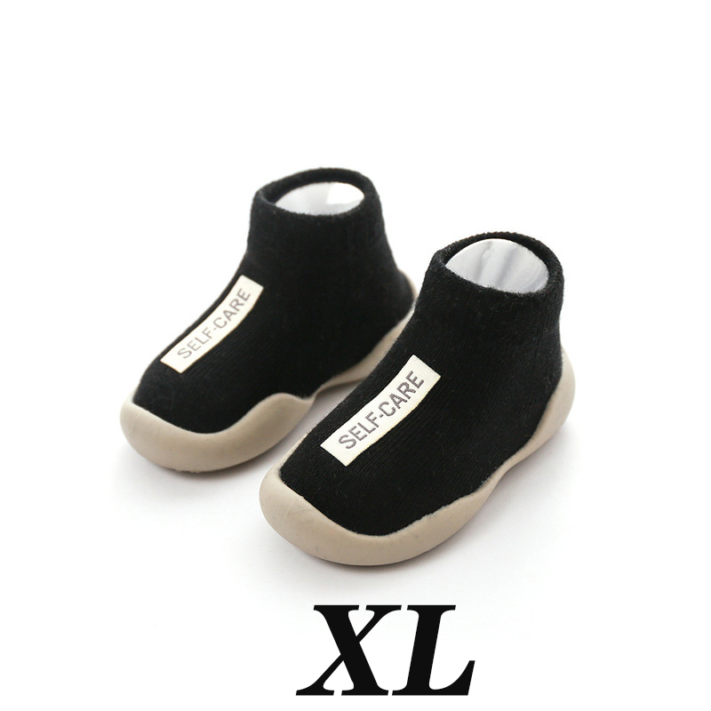 Medoboo Baby antislip Vloer Sokken Kinderen Katoenen Sokken Peuter Rubber Schoenen Printing Kids Korte Buis Sokken Voor Meisjes jongens 20: ME0111-blackXL