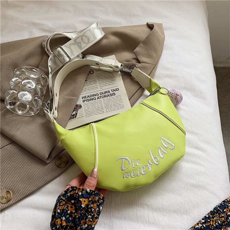 Projekt haftu małe torby baseballowe półksiężyc PU skórzane torby na ramię Crossbody dla kobiet 2021 moda kobiece torebki podróżne: Firefly