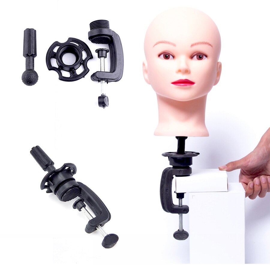 Cabeça de manequim careca do sexo feminino das sanguessugas com suporte profissional cabeça de treinamento careca cabeça de manequim bege e marrom escuro sem cabelo