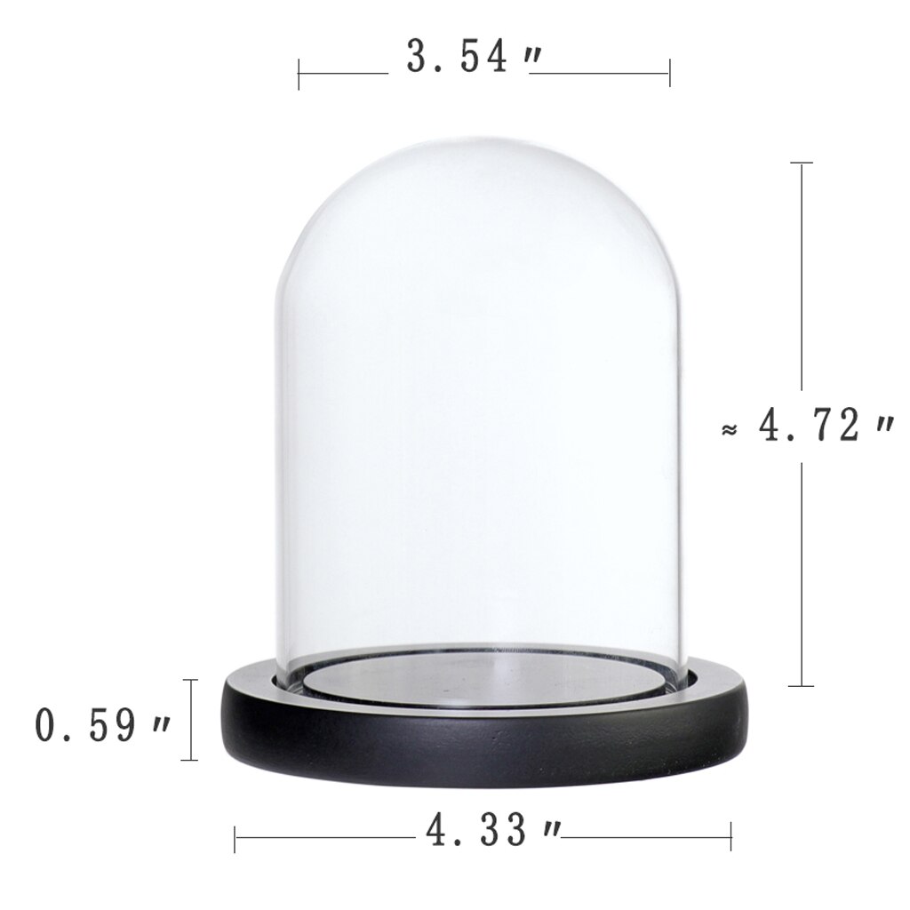 Glass Cover Dome Container with Base for Flower Rope Lights Party Cupcake Display Decor: Black B as describe