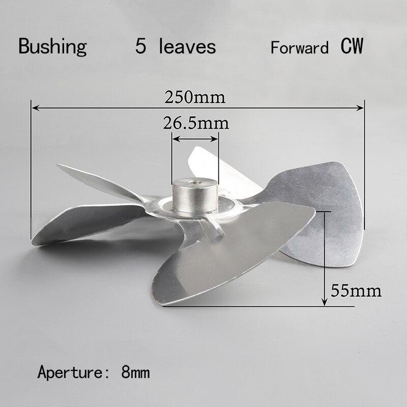 140 mm 150 mm 170 mm 200 mm 230 mm 250mm aluminiumslegering motor blæserblade blæser skovlblade til ovn pillefyr blæser: W