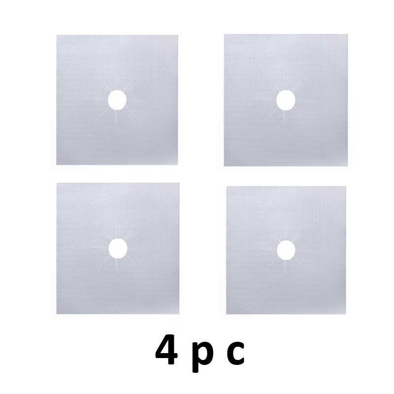 Non-Stick Reusable Self Adhesive Foil Cleaning Mat Set Stove Protector Cover Mat Cooker Cover Burner Protector Kitchen Tools: Gray 4pc