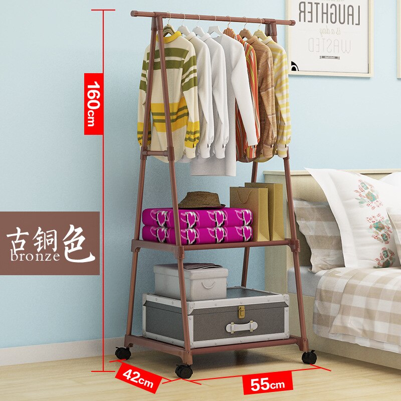 Simple Multi-Function Coat Rack Floor Standing Triangle Clothes Hanger with Wheels Storage Rack for Bedroom Wardrobe Hangers: B