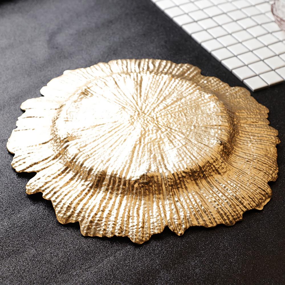 Western Electroplating golden sun plate Glass Bowl Kitchen Restaurant Table Decoration Fruits Dessert Plate