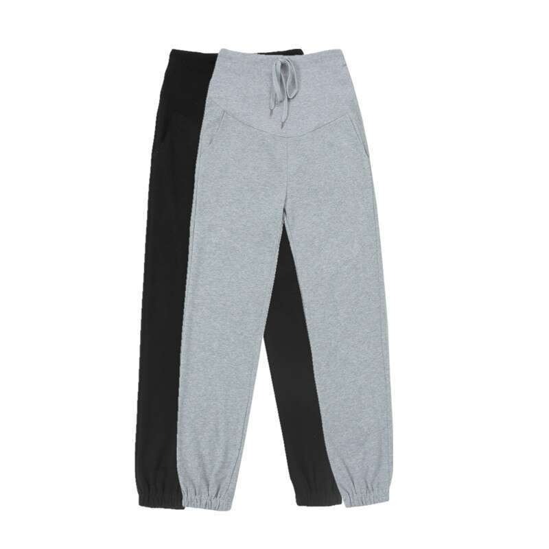853# Spring Autumn Cotton Maternity Pants Adjustable High Waist Belly Casual Clothes for Pregnant Women Pregnancy Sweatpants