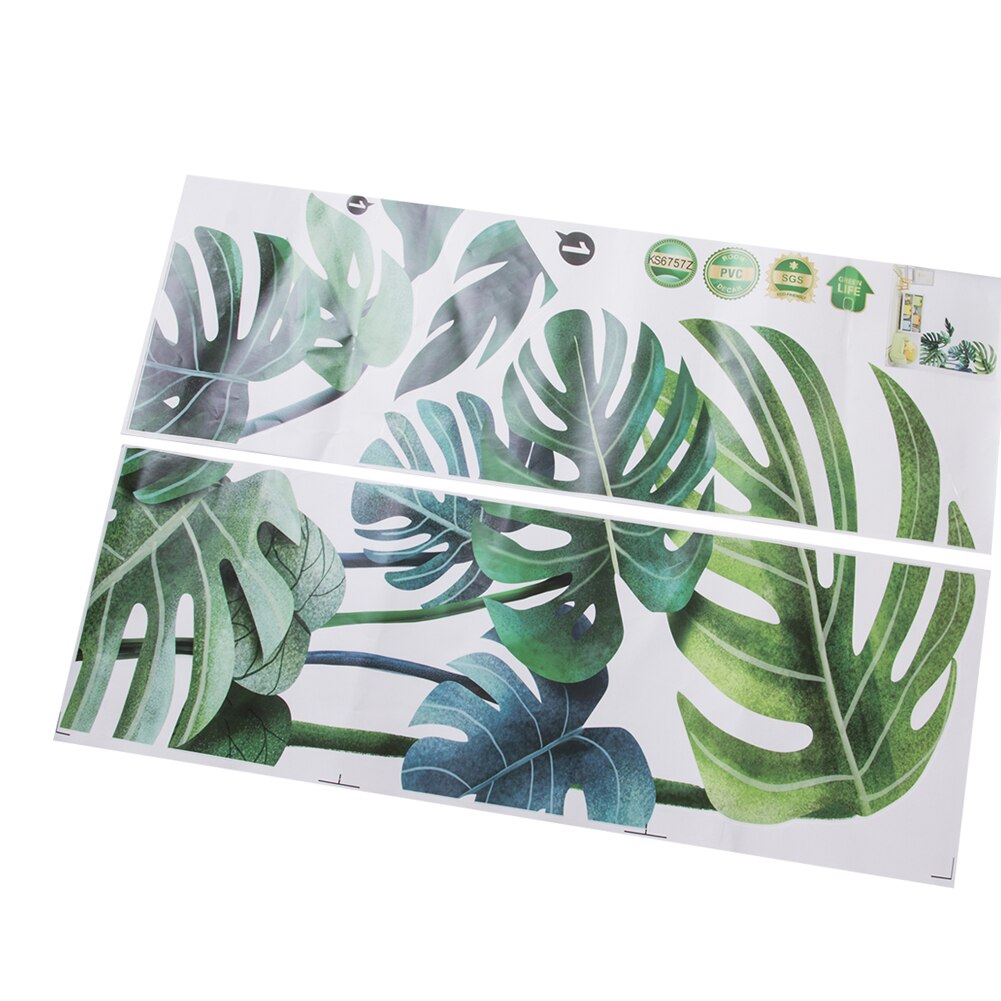 Tropical Leaves Wall Decals Fresh Green Palm Tree Leaf Removable Vinyl Wall Stickers for Home Living Room Office