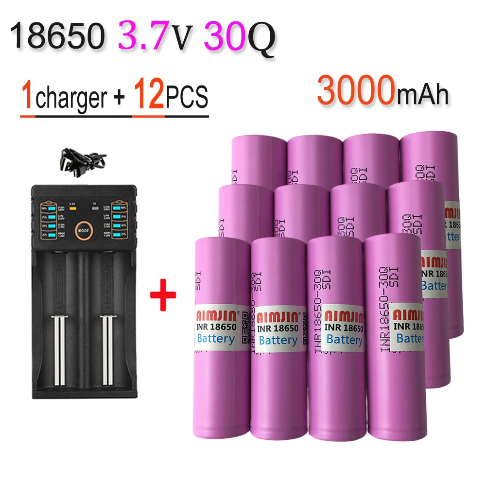 18650 30Q 3.7V 3000mAh Rechargeable Battery With USB Charger, Suitable For Our 18650 Toys, Tools, Flashlight Batteries, Etc: SKY BLUE