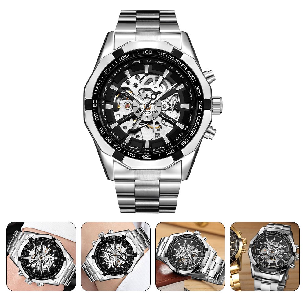 Mannen Mechanische Horloge Waterdicht Horloge Roestvrij Stalen Horloge Business Horloge: Default Title