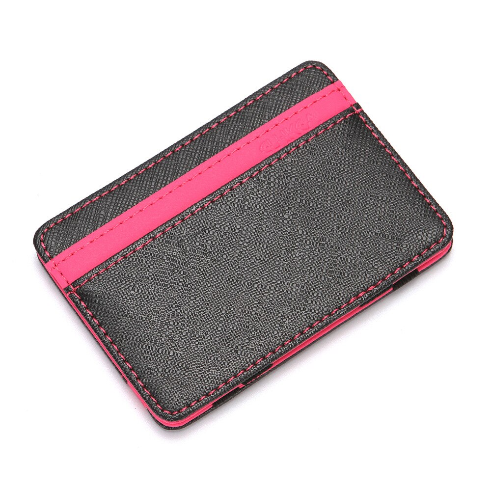 Magic Portemonnee Mannen/Vrouwen Sport Draagbare Creatieve Portemonnee Kruis Patroon Kleur Card Case Kaart Pakket Dubbelzijdig Vouwen: Rood