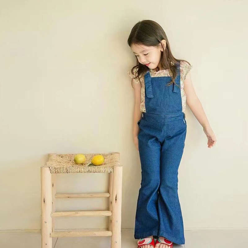 Pantalon de cowboy avec bretelles en corne élastique pour fille, automne et hiver,
