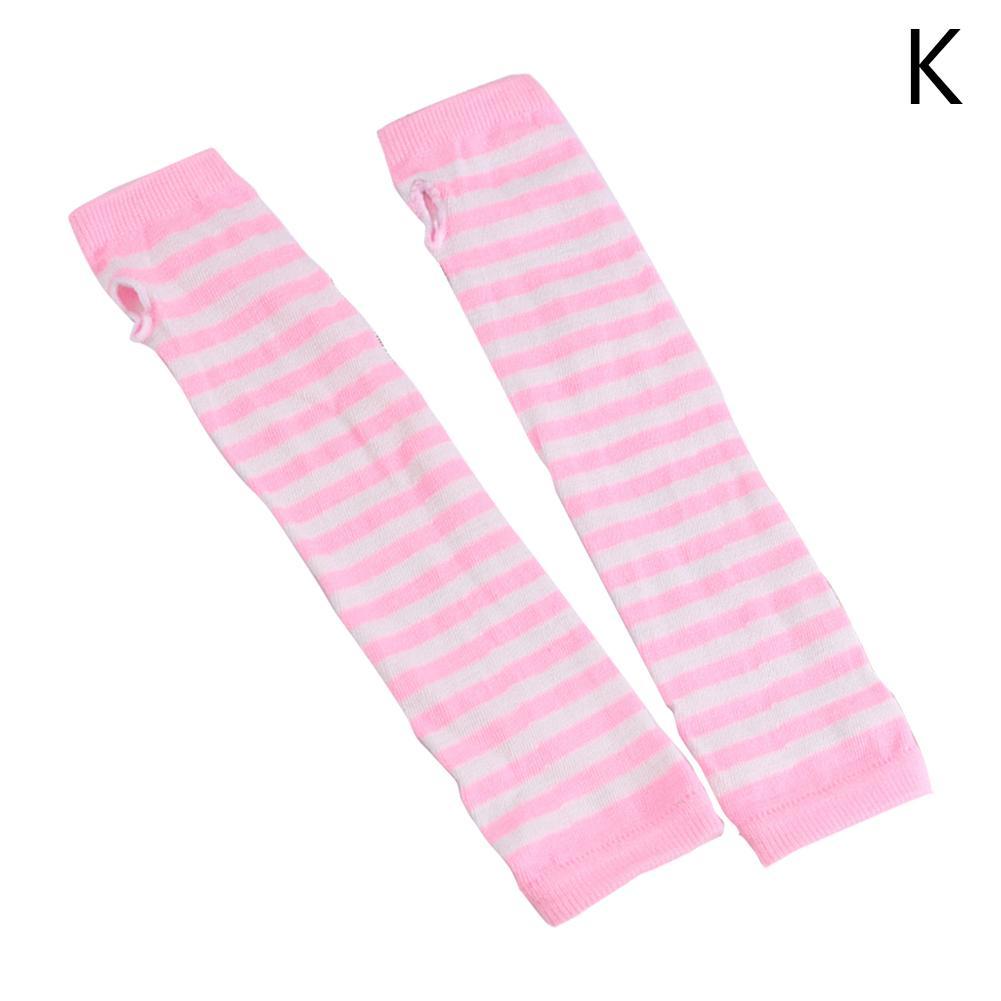 Mannen Lange Winter Handschoenen Arm Cover Classic Zwart Wit Gestreepte Katoen Pols Cover Arm Dames Handschoenen Mouw Gebreide Handschoenen vrouwen: pink white