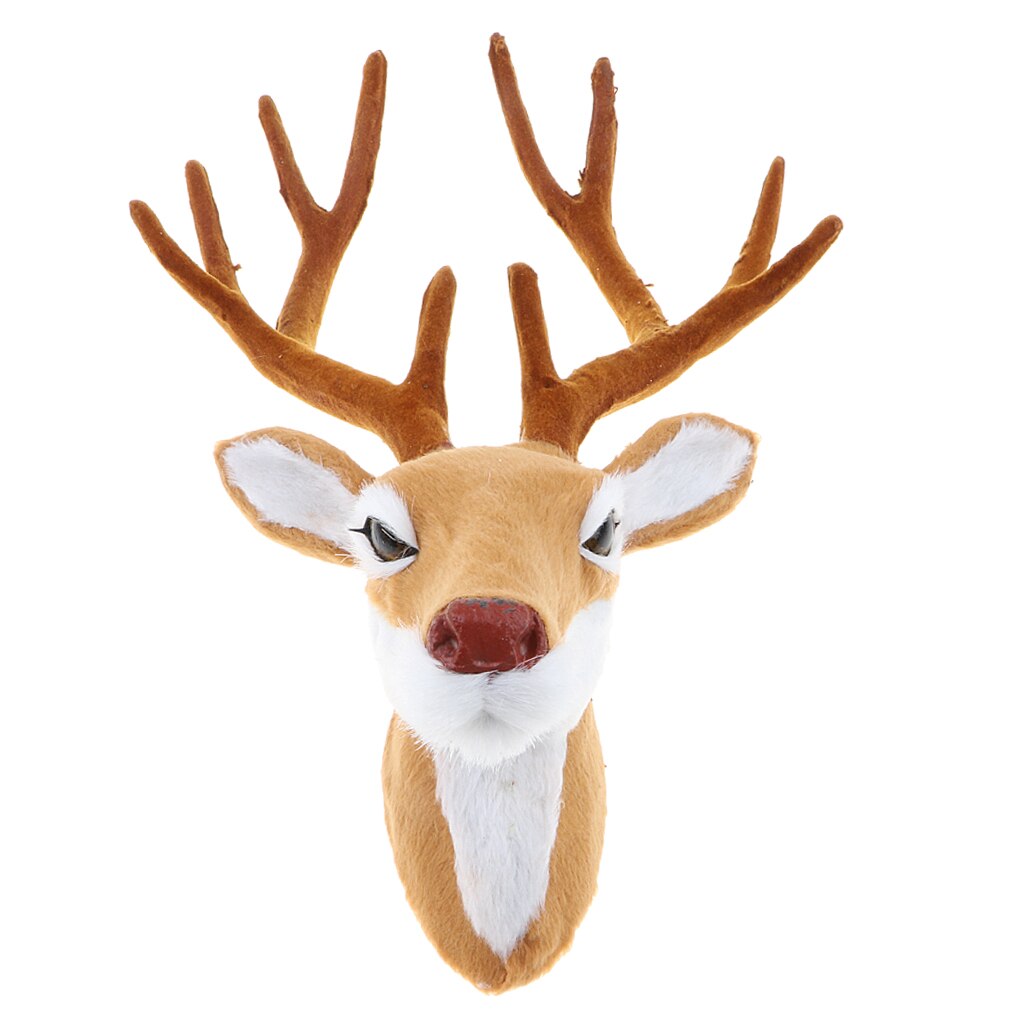 Faux Fur Deer Head Model, Animal Head Wall Sculpture, Home Decoration Handicraft