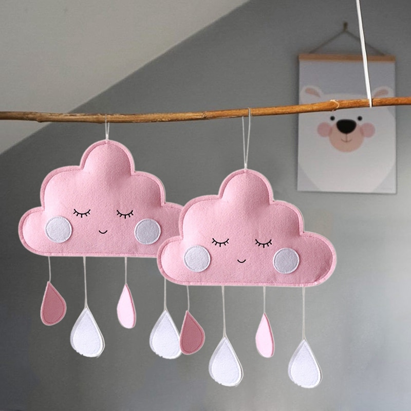 Décor de crèche en feutre, nuage de pluie, mignon, Style nordique, décoration de chambre d'enfants, accessoires Photo de bébé, décoration murale pour la maison,