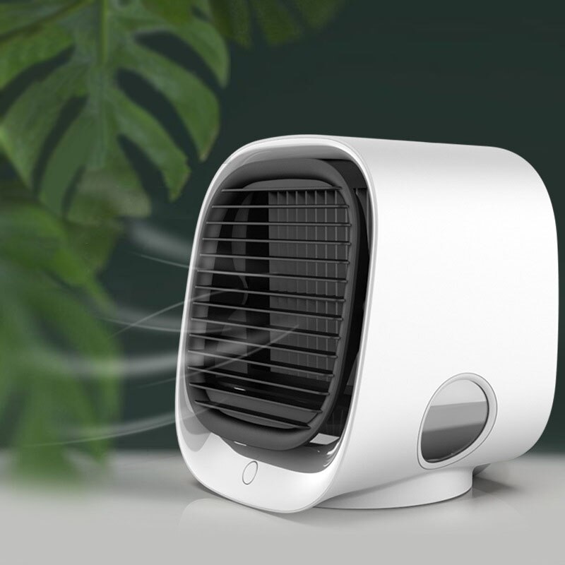 Mini ar condicionado portátil, ventilador refrigerador de ar usb desktop umidificador purificador verão ar ventilador resfriador com tanque de água para casa escritório: White