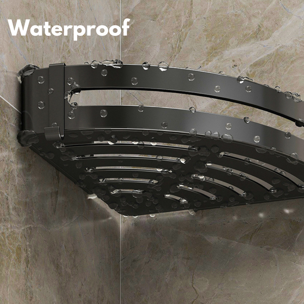 Luxury Bathroom Shelf Shower Shampoo Holder With Hooks Toilet Oragnizer Rack Corner Storage Rack Bathroom Accessories