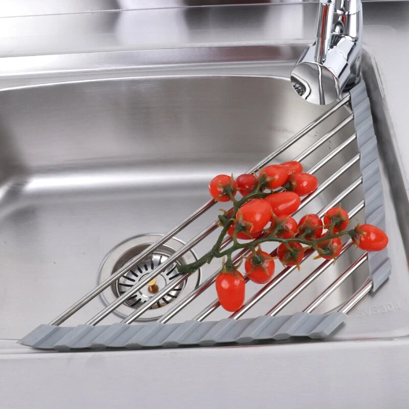 Küchen spüle Wasserfilter Regal faltbare dreieckige Spüle Lagerbier Regal Abfluss Regal Edelstahl Lagerung für Schalen und Essstäbchen