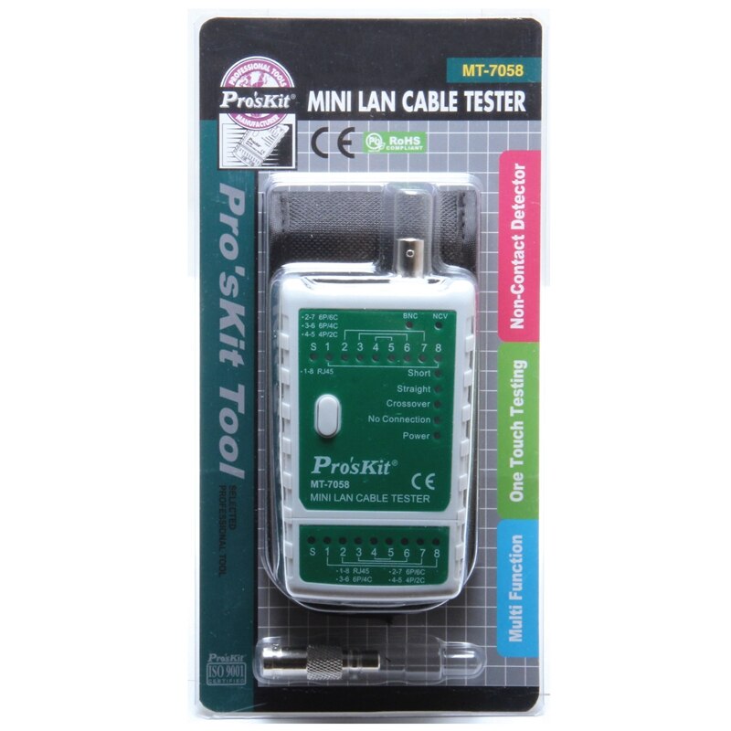 Pro'sKit MT-7058 Mini BNC Cable Tester Multifunctional Network Tester Wireless Wire Voltage Detecto Cable Tracker Checker