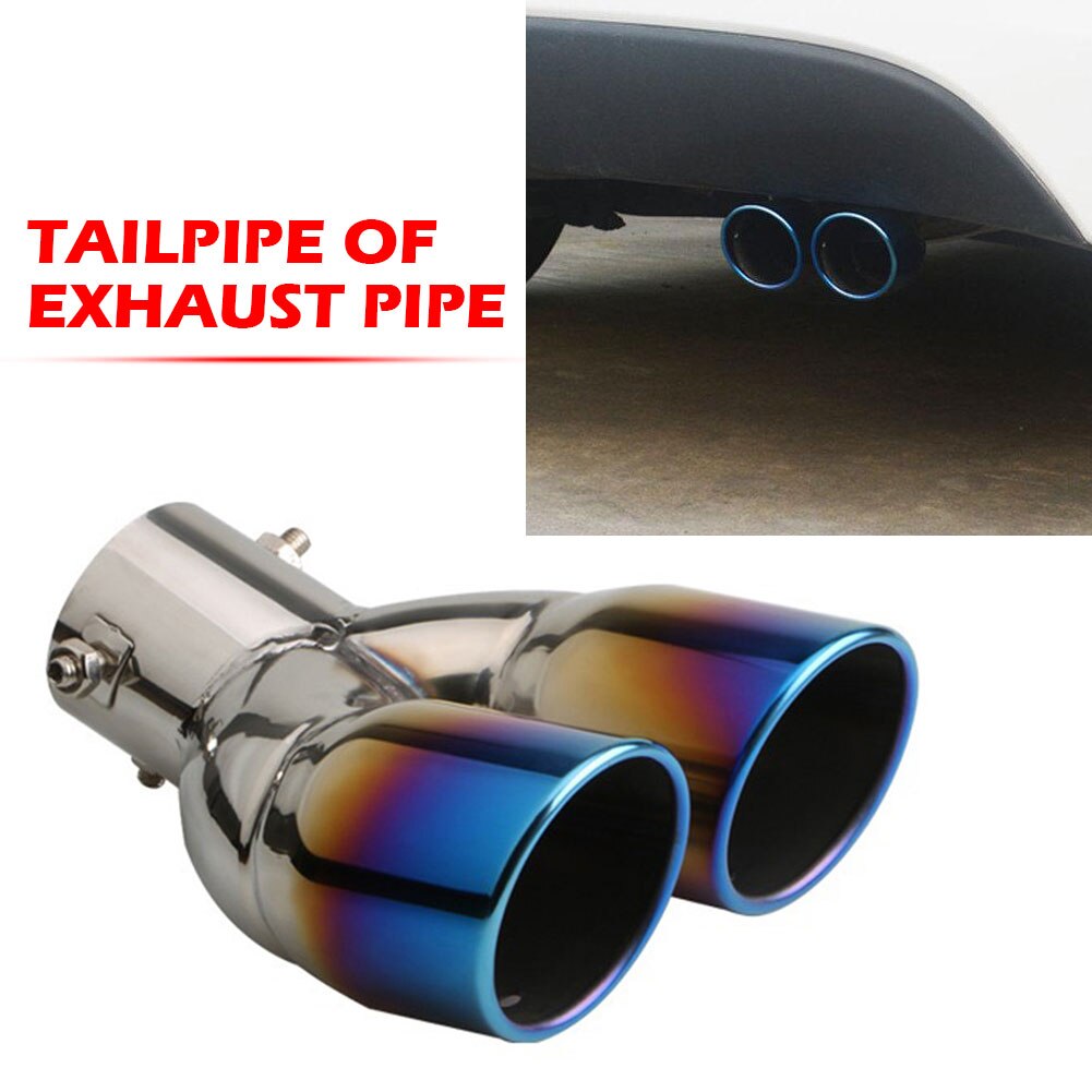 Double embout d'échappement courbé, bord roulé incliné, en acier inoxydable, entrée 76mm, silencieux Auto, argent, fournitures pour l'extérieur de la voiture