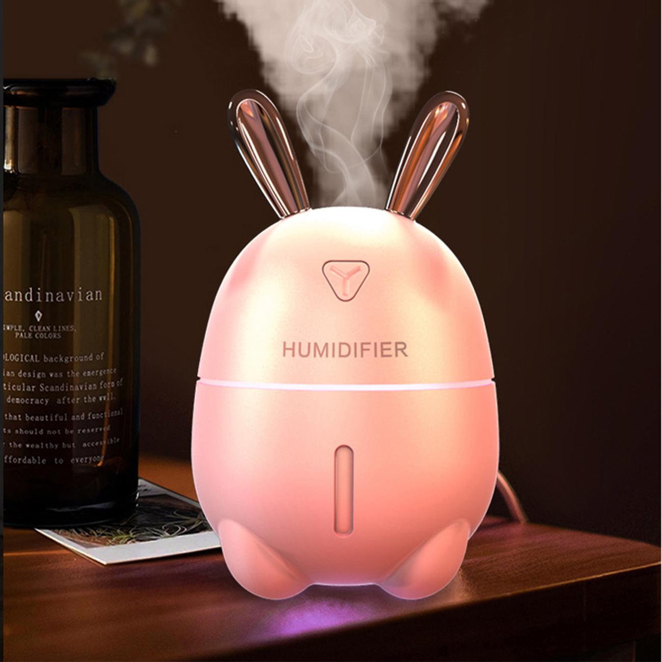 Mini Luchtbevochtiger Ultrasone Mute Cool Mist Geurende Lucht Olie Diffuser Met Kleur Led-verlichting Usb Oplader Leuke Huisdier Meisje Kids: Type B Pink