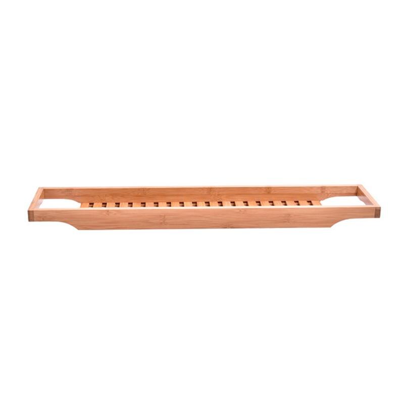Natural Bamboo Wooden Bathtub Caddy Tray with Rails Ideal Shower Organizer Rack for Bathroom