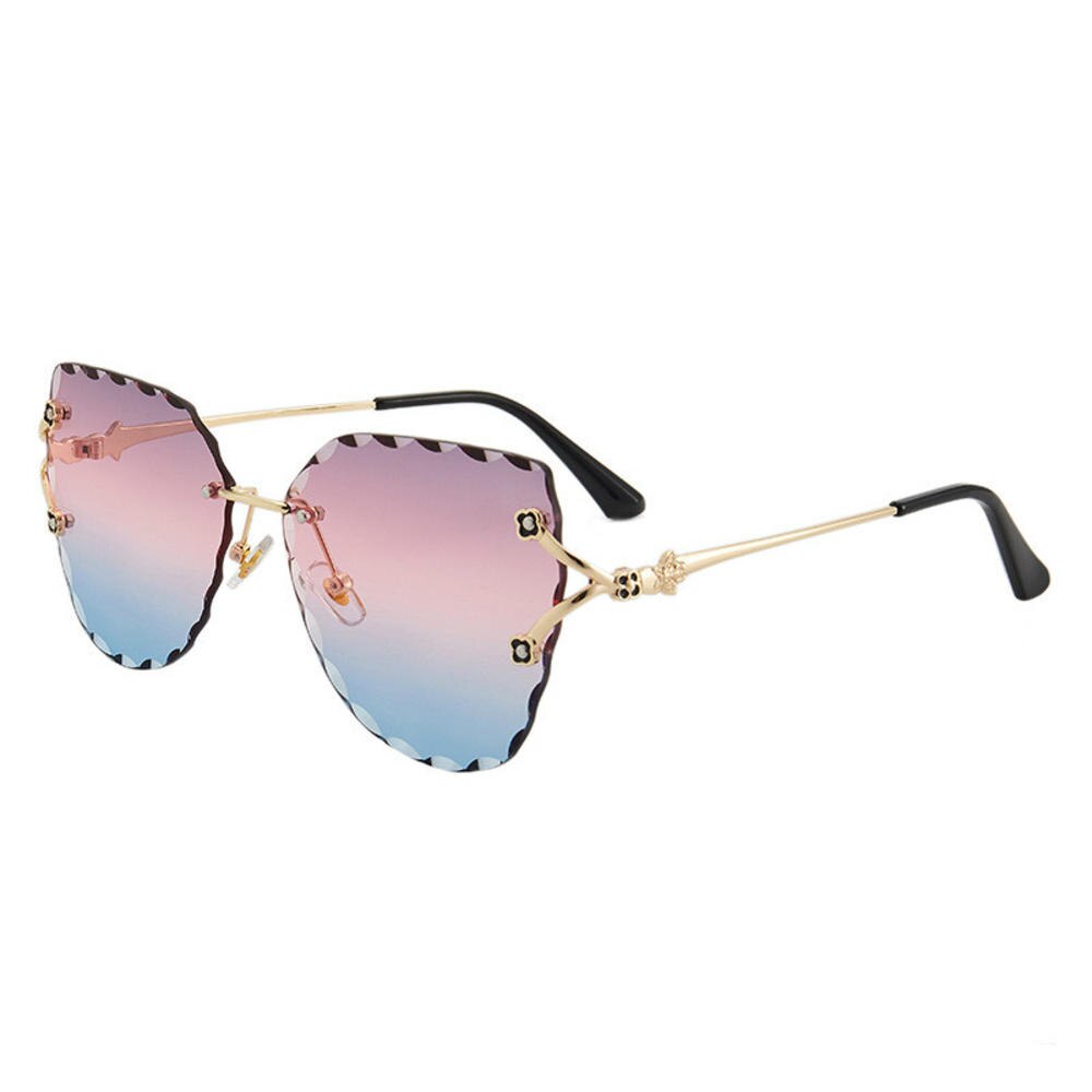 Frameloze Zonnebril Met Monolens + Brillenkoker - Trendy Doorlopende Lens Zonnebril